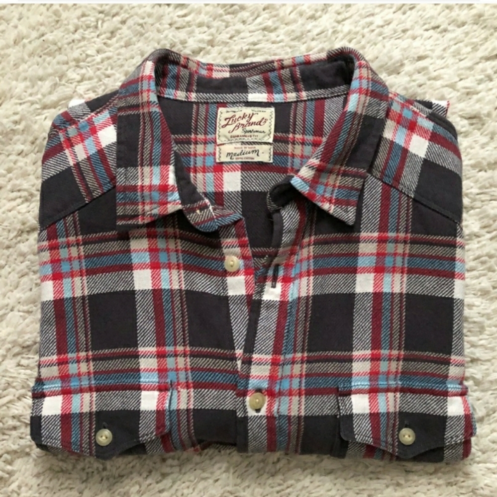 LUCKY BRAND Men's Flannel Button Down Size M EUC!